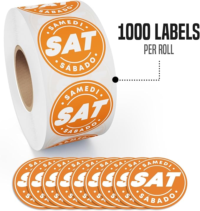 Easy Identification Date Stickers 7,000 Days of The Week Stickers – Saturday 3/4" Days of The Week Food Labels – Day Dots for Food – Restaurant Supplies – Best by Commercial Kitchen Supplies