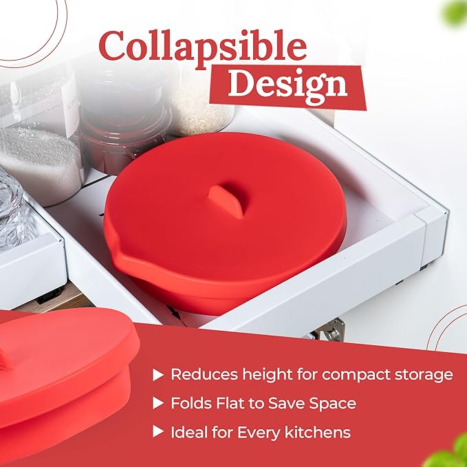 Cavelle Set Of 3 Silicone Mixing Bowl Liners With Lids | Silicone Liners For KitchenAid Mixer - For Tilt Head Mixers And 5qt Stainless Steel Bowls