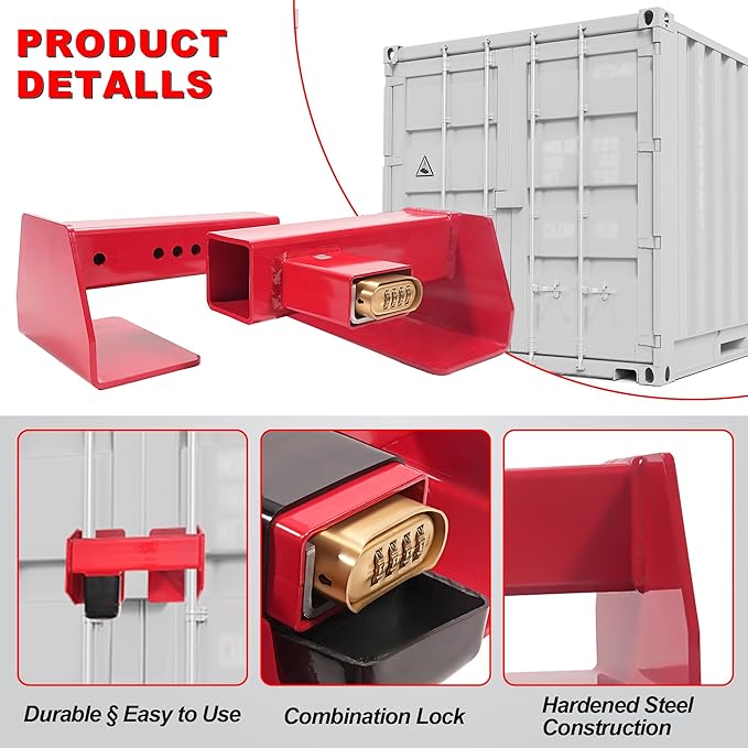 Heavy Duty Cargo Door Equipment Lock, Combination Security Lock, Fits Vertical Bars 9-3/4”-16” Apart(Combination)