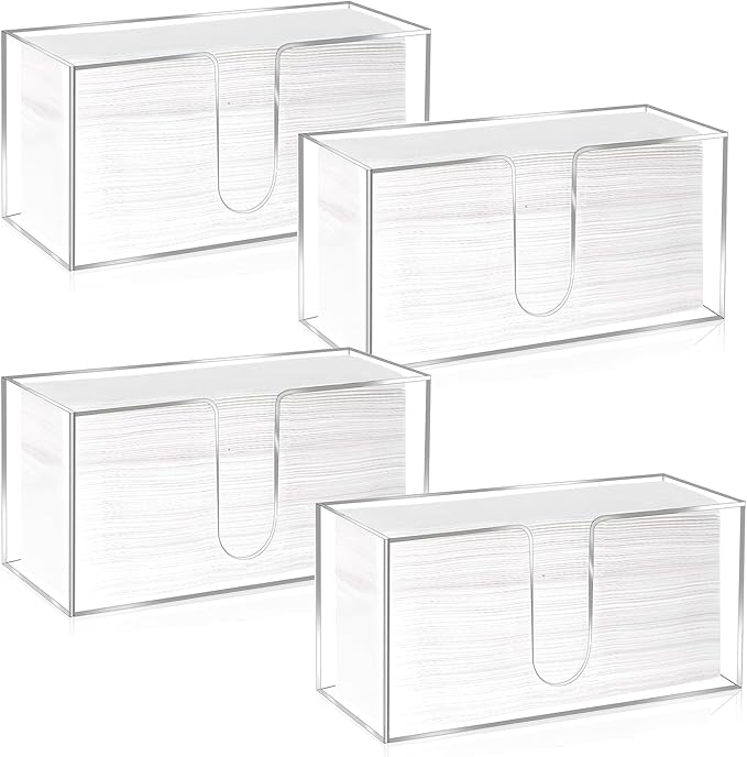 4Pack Acrylic Countertop Paper Towel Holder, Paper Towel Dispenser Countertop, Clear Acrylic Napkin Holder(3mm) Z-Fold, C-fold or MultiFold Trifold Paper Towels for Bathroom,Toilet, Kitchen