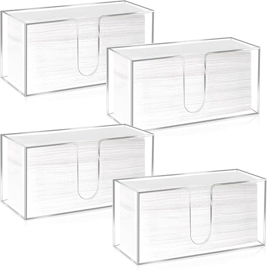 4Pack Acrylic Countertop Paper Towel Holder, Paper Towel Dispenser Countertop, Clear Acrylic Napkin Holder(3mm) Z-Fold, C-fold or MultiFold Trifold Paper Towels for Bathroom,Toilet, Kitchen