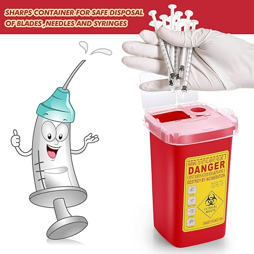 Chumia 30 Pcs Sharps Containers for Home Use, 1 Quart Portable Small Needle Disposal Sharps Container Home Travel, with Locking Lid for Biohazard Syringes, Safe Needle Box Disposal