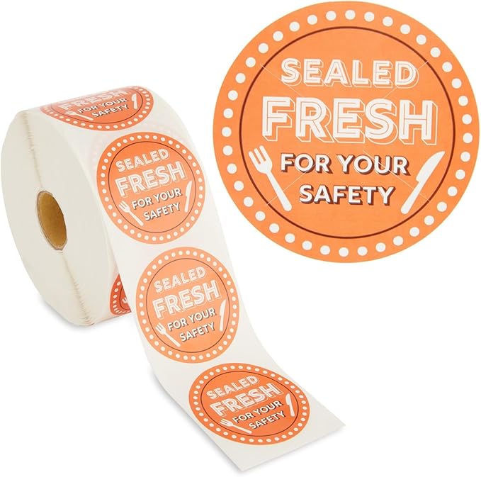 Stockroom Plus Tamper Proof Stickers - Fresh-Seal Food Stickers - Plastic Bakery Container Labels - Tamper-Evident Laminated Labels - 2 in Round, Red, Pack of 1000