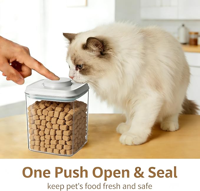 Ankou Airtight Dog Food Storage Container, 2.8 QT, One-Touch Pop Lid, BPA-Free | Clear Stackable Canister for Pet Food & Cat Treats