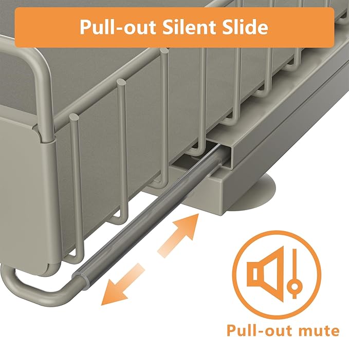 HOMEAILIE Under Sink Organizer, 2 Packs Under Sink Organizers and Storage, Slide Out Pull Out Cabinet Organizer Shelf with Metal Drawers for Kitchen Bathroom Pantry, Gray