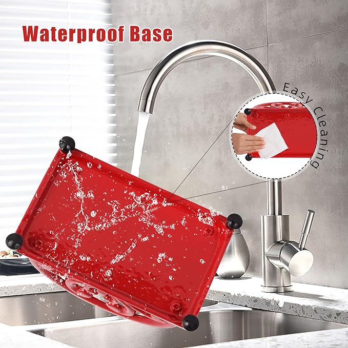 MINLUFUL Vintage Cast Iron Napkin Holder for Table, Upright Paper Napkins Dispenser for Kitchen Restaurant Cocktail Bar with Red Flower Pattern Decor