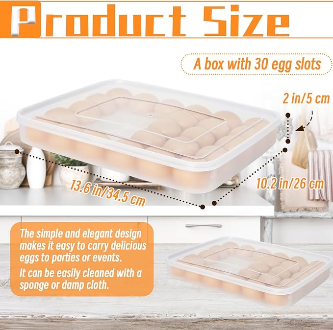 OJYUDD Deviled Egg Containers with Lid,Plastic Egg Holder for Refrigerator,30 Egg Storage Holder,Fridge Egg Dispenser Egg Storage Box