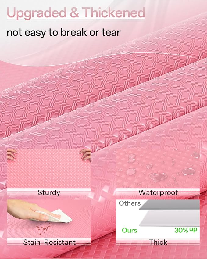 Shelf and Drawer Liner for Kitchen Cabinet, Non-Adhesive 18in x 360in Waterproof Contact Paper Refrigerator Liners Thickened Durable EVA Material Non Slip Mat for Dresser Cupboard Pantry Protector