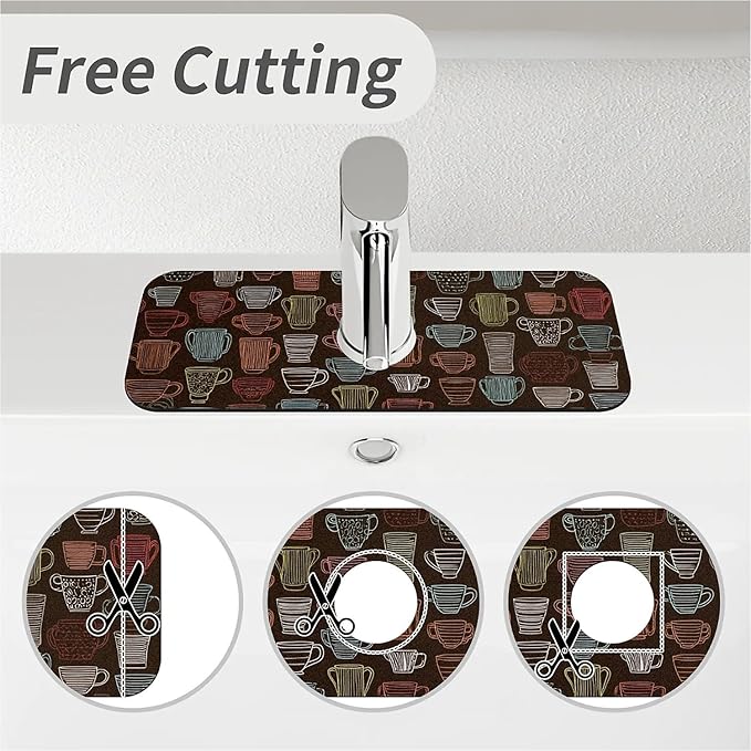 Kitchen Sink Splash Guard，coffee cup Faucet Mat Sink Gadgets-Super Absorbent Fast Drying Mat Drip Catcher for Kitchen, Bathroom,Sink Mat, Dish Drying Mat, Bathroom(15" X 5.5" )