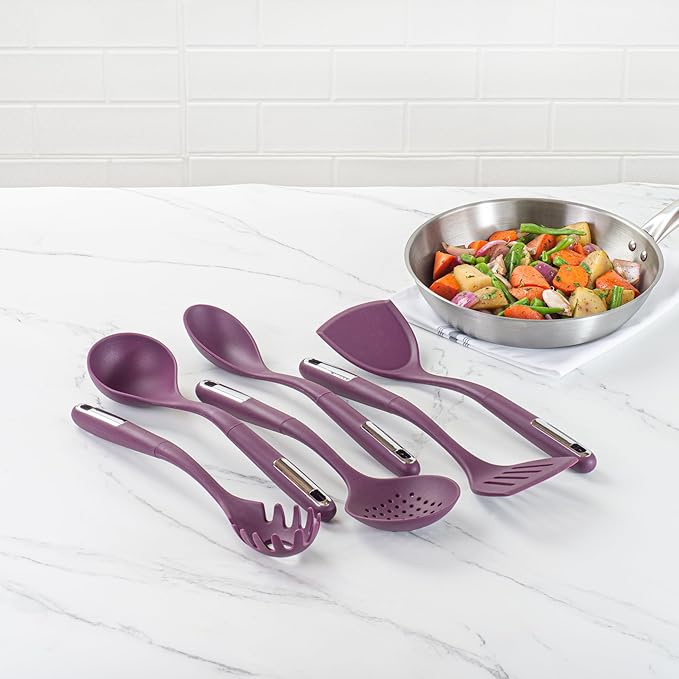 Met Lux Kitchen Utensil Sets, 10 Silicone Utensil Sets - 6 Pieces Per Set, High-Heat Tolerance, Purple Silicone Kitchen Utensils, For No-Stick Cookware - Restaurantware
