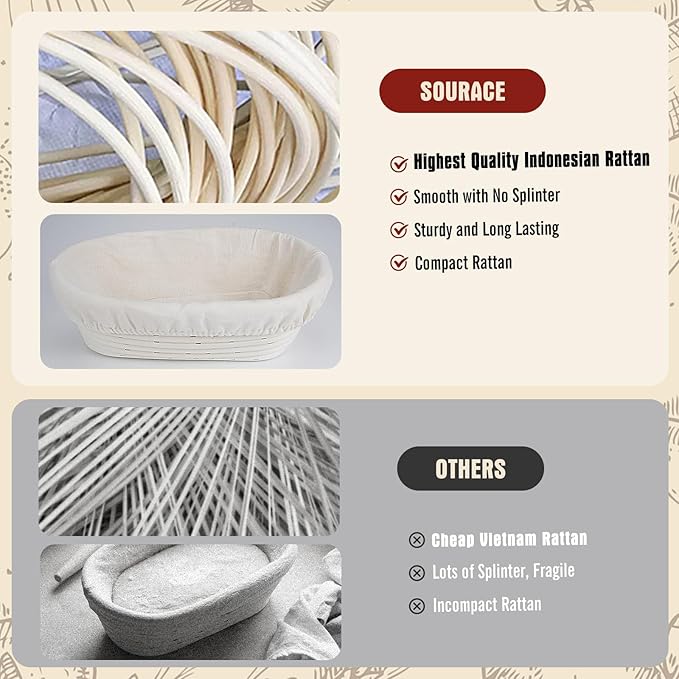 SOURACE Complete Sourdough Starter Kit,10 Inch Round & 9 Inch Oval Banneton Sourdough Bread Baking Supplies With Sourdough Starter Jar, Sour dough Starter Kits for Women, Men, and Bread Bakers