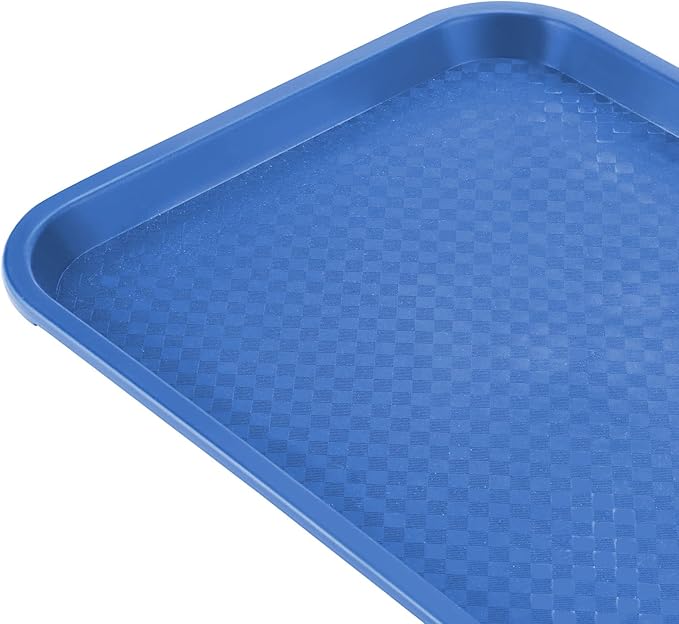 MAHIONG 15 Pack 14 x 10 Inch Blue Large Fast Food Tray, Rectangular Plastic Cafeteria Trays Restaurant Serving Trays, School Lunch Trays