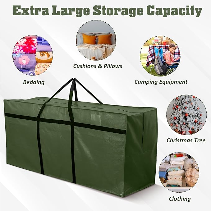 4 Pcs 176 Gallon Extra Large Moving Bags Heavy Duty Storage Bag with Strong Zipper Handle Foldable XXL Jumbo Storage Tote Packing Moving Box for College Dorm Travel Cloth Duffle (Green)