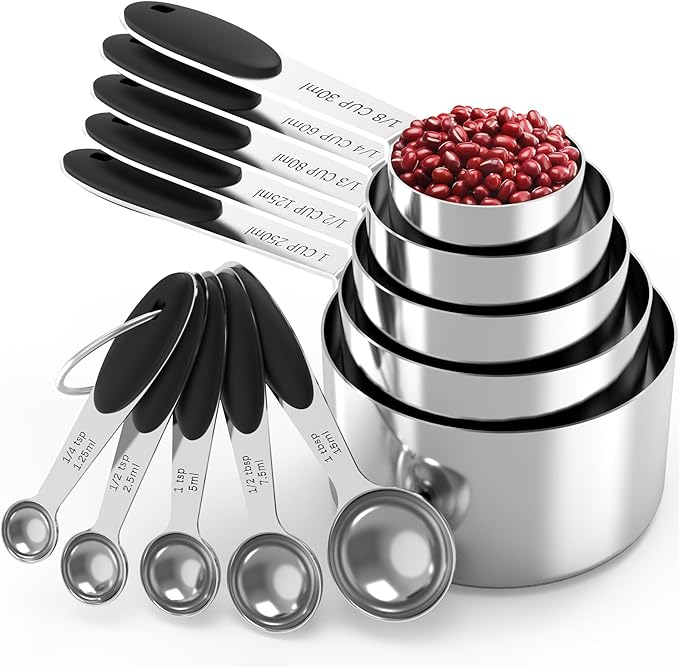 TILUCK Measuring Cups and Spoons Set, Stainless Steel, Kitchen Utensils for Cooking and Baking (9)
