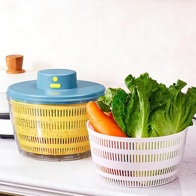 Large Salad Spinner,3-in-1 Vegetable Wash Bowl, Salad Bowl & Lettuce Spinner, Fruit Cleaner,4.22Qt Lettuce & Fruit Washer, Quick Drainage Electric Mixer