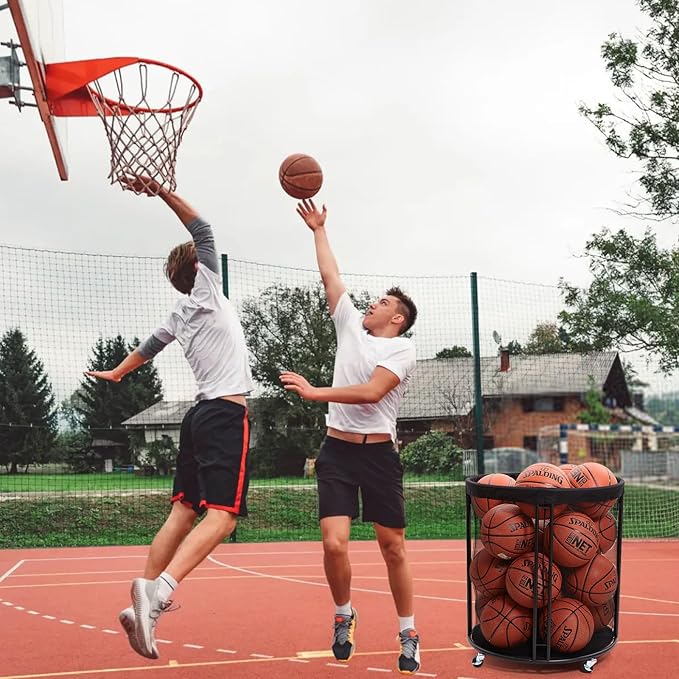 Ball Storage Bin, Sports Ball Storage Cart, Ball Holder with Wheels for Basketball, Soccer, Garage, School, Indoor, Outdoor Ball Basketball Storage Rack Upgraged