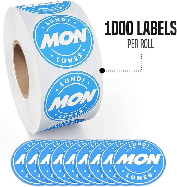 Easy Identification Date Stickers 7,000 Days of The Week Stickers – Monday 3/4" Days of The Week Food Labels – Day Dots for Food – Restaurant Supplies – Best by Commercial Kitchen Supplies