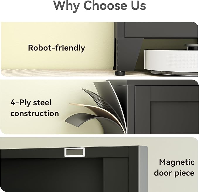 YNIQUESTLE 67" Tall Storage Cabinet with Reversible Doors and Adjustable Shelves,Metal Slim Freestanding Cabinets for Bathroom Kitchen Garage Small Spaces,Black
