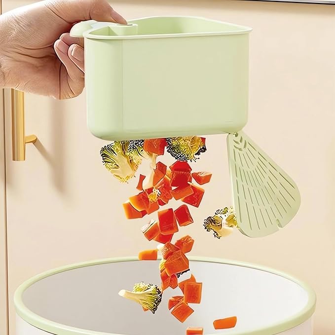 LLQ 2PACK Sink Strainer Basket,2025 New Upgraded Suction Cup Press Sink Drainer Basket,Automatic Dumping Sink Strainer Basket,Faucet Sponge Storage Rack (Yellow + Green-2pcs)