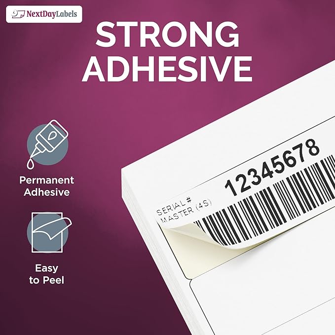 NextDayLabels 4x1.33 Inch Rectangle Stickers White Blank Labels for Laser Inkjet Printer - 14 Per Sheet Self-Adhesive Address Mailing Barcode Made in USA - 7,000 Labels