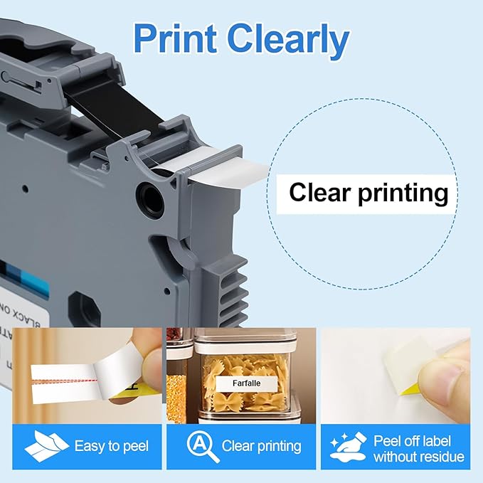 Label Orison TZe-231 TZ-231 Compatible with Brother P-Touch Label Tape Tz Tape 12mm 0.47 Laminated White Refills for PT-H110 PT-D210 PT-D400 Label Maker,Black on White,1/2" x 26.2Feet(12mmx8m), 6Pack