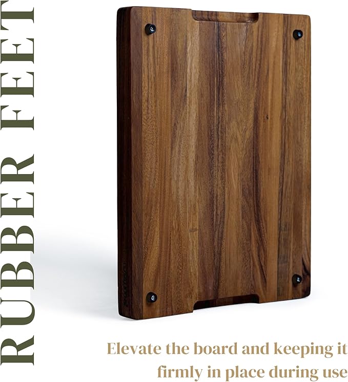 SHUMARU Tropical Walnut Charcuterie & Cutting Board – 17x13x1.6" | Handmade in Bali, Silky-Smooth, Juice Groove, Sorting Compartment, Knife-Friendly, Non-Slip Feet – Perfect Holiday Gift