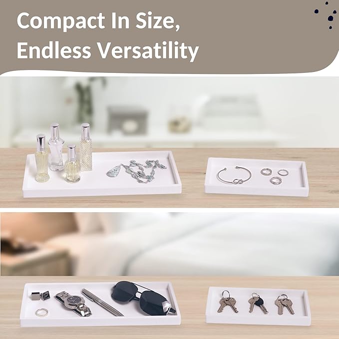 Spacewiser Countertop and Vanity Tray - 2 PC (11” and 7”) Shatterproof Silicone Kitchen and Bathroom Trays for Counter, Kitchen Soap Dispenser Tray, Vanity Trays for Bathroom, Perfume Key Tray