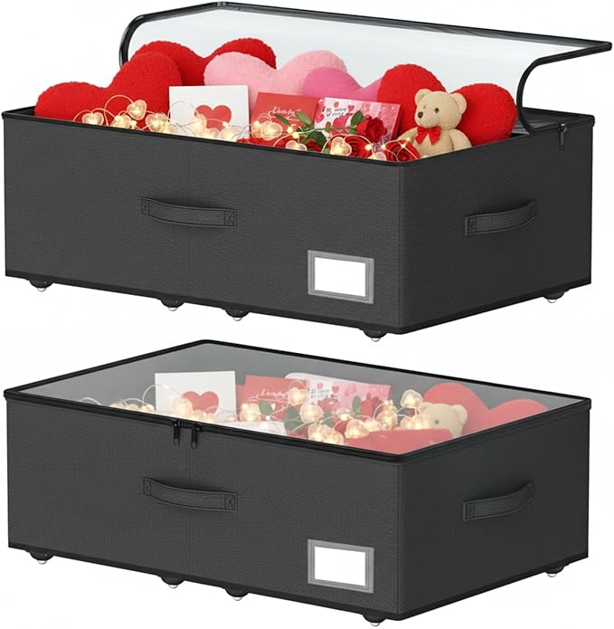 Underbed Storage Bins With Wheels, No Assemble Required 10 inches Height Large Capacity Rolling Underbed Shoe Storage Containers，Dorm Underbed Storage Drawers