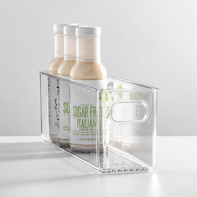 mDesign Plastic Kitchen Organizer - Storage Holder Bin with Handles for Pantry, Cupboard, Cabinet, Fridge/Freezer, Shelves, and Counter - Holds Canned Food, Snacks - 2 Pack - Clear