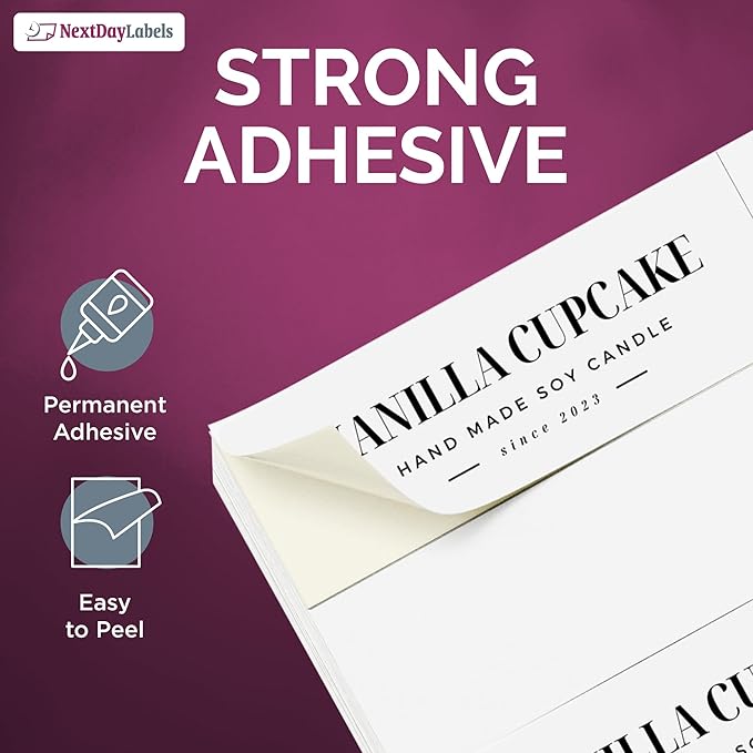 NextDayLabels 2.83x1 Inch Rectangle Stickers White Blank Labels for Laser Inkjet Printer - 33 Per Sheet Self-Adhesive Address Mailing Barcode Made in USA - 1650 Labels