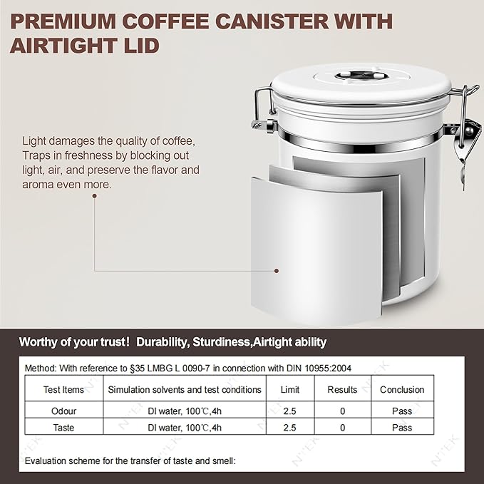 ShanSon Coffee Canister Airtight Stainless Steel Container,Home Kitchen Food Storage Organizers for Beans,Tea,Sugar,cookie,Flour,Cereal,11OZ+16OZ,White