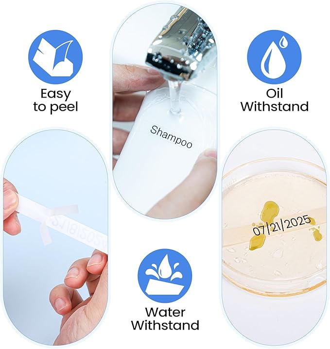 MarkDomain Label Maker Tape 9mm Replacement for Brother P-Touch Label Tape TZe-221 TZe Tape 9mm 0.35" Laminated White Compatible with Brother Ptouch PT-D220 PTD210 PTD200 PTH110, 5-Pack