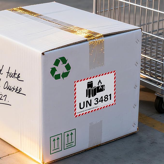 600 PCS UN 3481 Lithium lon Battery Labels 3.25 × 4.25 Inches Writable Waterproof Caution Warning Stickers Fragile Label for Transport Shipping