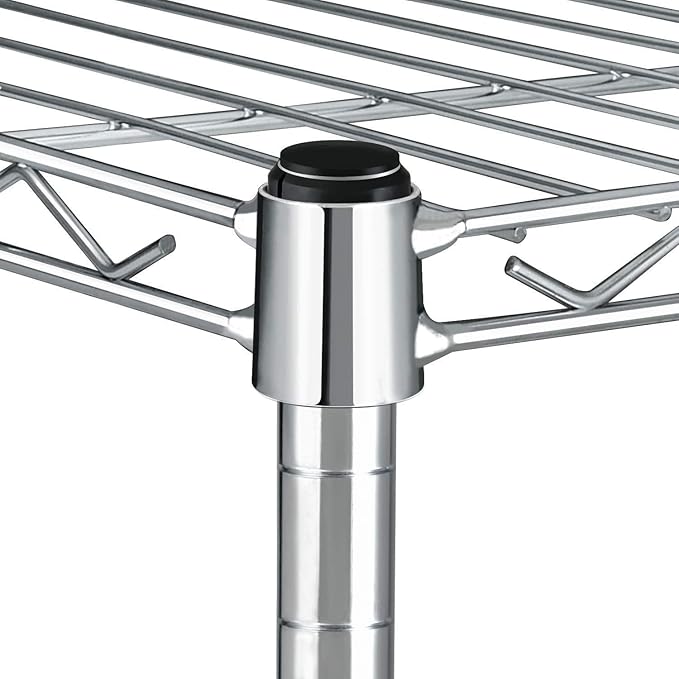 YSSOA Heavy Duty 5-Shelf Storage Shelves, 1750Lb Loading Capacity, 35.43" W x 17.72" D x 70.87" H Adjustable Shelving Unit with Wheels, Chrome, 1 Pack