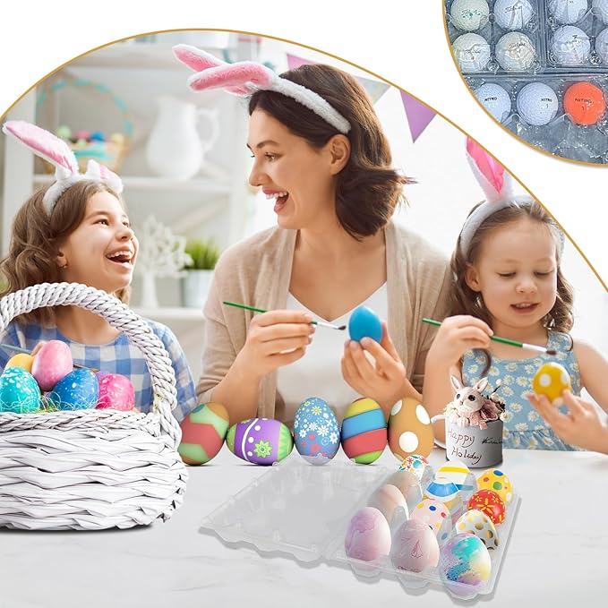 120 Pack Bulk Egg Cartons, Clear Plastic Chicken Egg Holders, Egg Tray Carton Holder for Home & Kitchen, Farm & Market Use, An Eco-Friendly Egg Storage Solution, 12 Grids