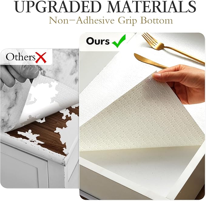 Beautysaid Shelf and Drawer Liner for Kitchen Cabinet, Non Adhesive Non Slip Shelf Paper Waterproof Washable Thickened for Dresser Pantry Shelve Bathroom Protector Liner(White,23.6 in x 10 FT)