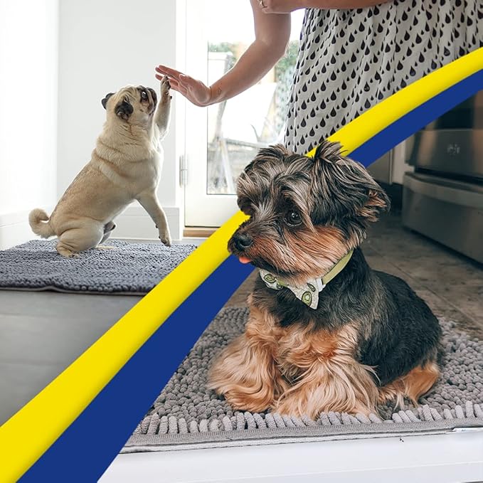 Muddy Mat® | Super Absorbent Door Mat Indoor, Microfiber Quick Dry Chenille Entryway Rug, Non-Slip Front Door Mat, Indoor Mats for Entryway, Machine Washable Pet Rug, Grey 60"x24"