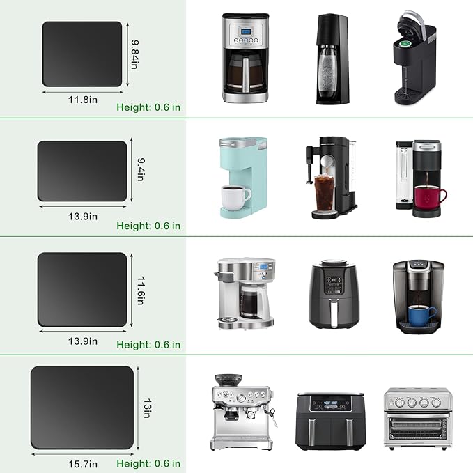 Appliance Slider 360° Rolling Tray for Coffee Maker Bamboo Coffee Pot Slider Tray Countertop Rotation Sliding Tray with Wheels, Small Appliances Mat Easily from Under the Cabinet Black(13.9"×9.4")
