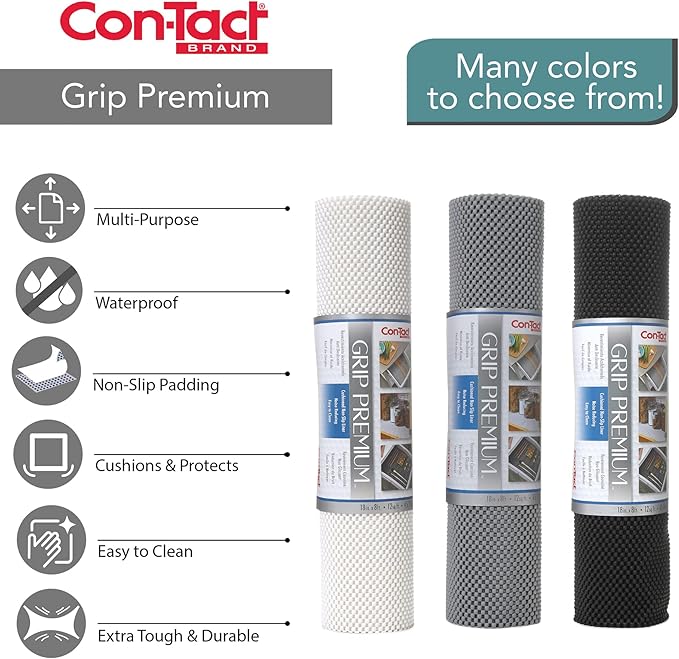 Con-Tact Brand Grip Premium Shelf Liner, Thick and Non-Adhesive Drawer Liner, Multi-Purpose and Easy to Use, 20" x 4', Chocolate, Pack of 1