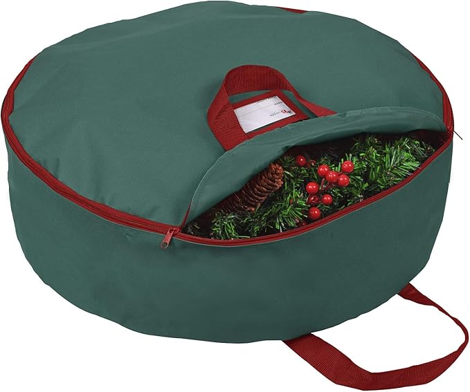 Primode Heavy Duty Christmas Wreath Storage Bag 48" - Handles Made Of Durable 600D Oxford Polyester Material Storage Bag Extra Large 48” Holiday Wreaths Container (Green)