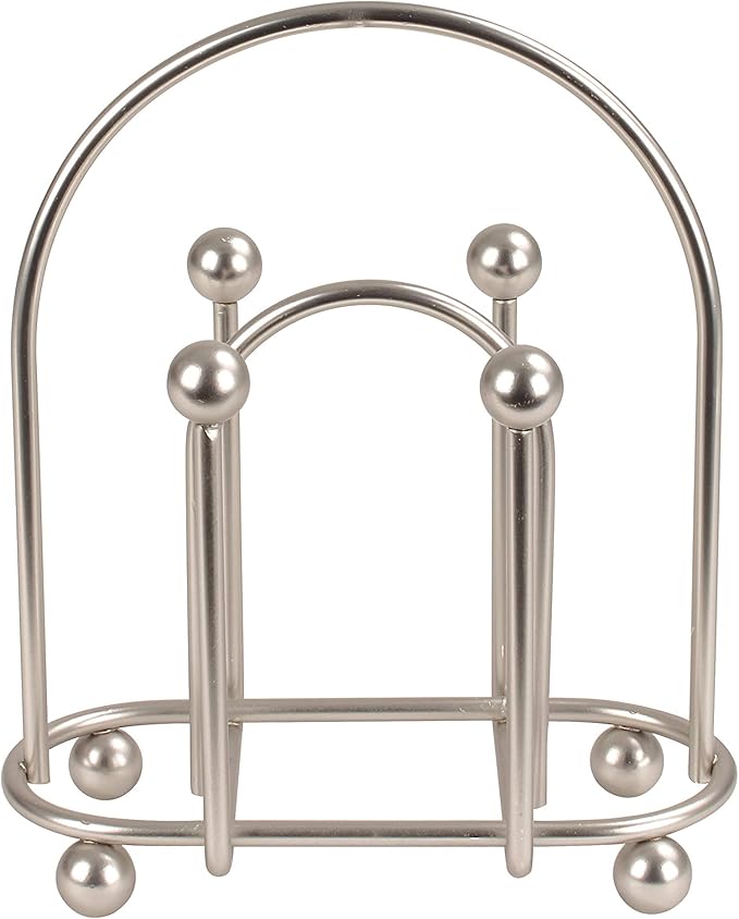 Spectrum Pantry Works Arch Vertical Napkin Holder, Upright Napkin Holder With Handle, Contemporary Napkin Storage for Dining Table, Countertop Napkin Storage for Kitchen Organization, Satin Nickel (40878)