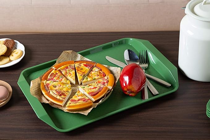 Aebeky Plastic Fast Food Tray,16.7 by 11.8-Inch,Set of 12 (Green)