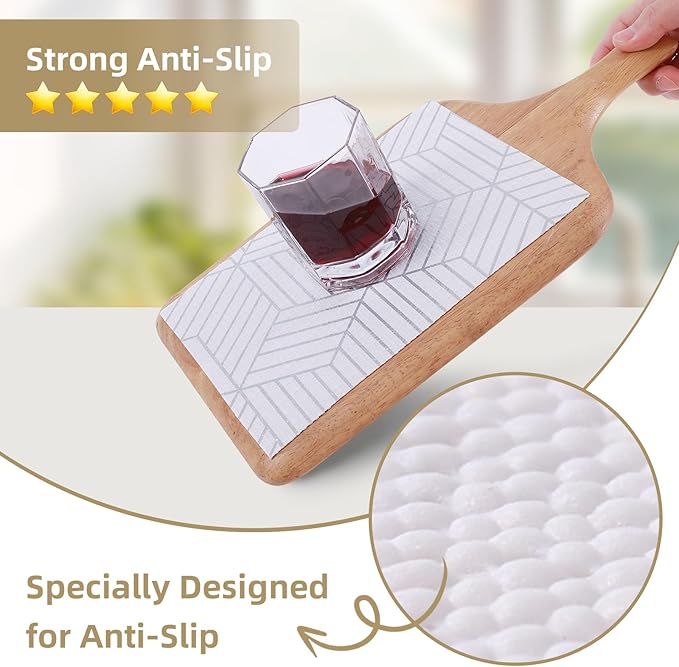 Shelf Liners for Kitchen Cabinets 24in x 20FT, Non Adhesive Cabinet Liner Strong Non-Slip Thickened Silver Geometric Easy to Clean for Shelf, Cabinet, Refrigerator with Knife and Tape Measure