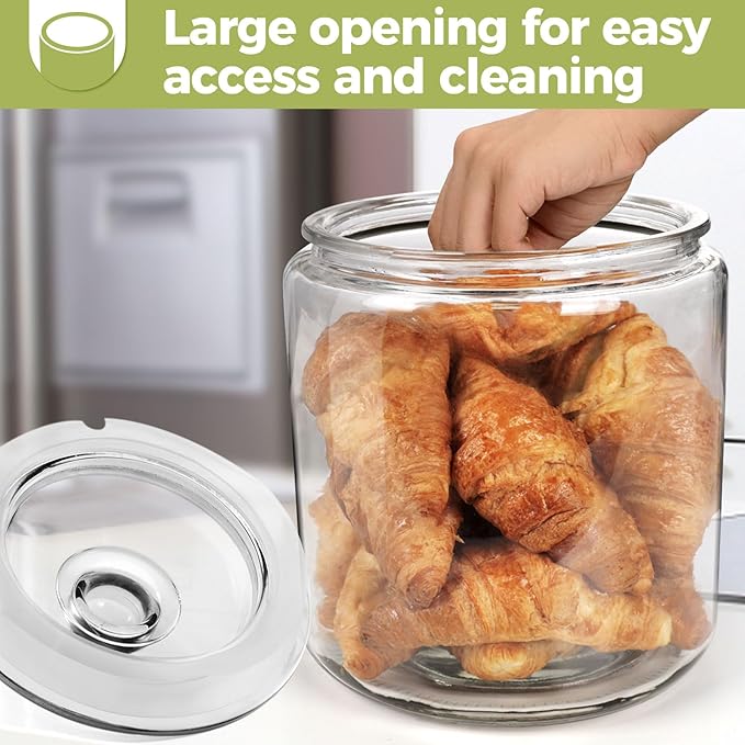 Masthome 1 Gallon Glass Jar with Lid,Large Glass Cookie Jar,Wide Mouth,Dishwasher Safe,Large Clear Jar,Storage Containers with Lids For Flour,Nuts,Cookies,Snacks-Send 15pcs Food Storage Bags