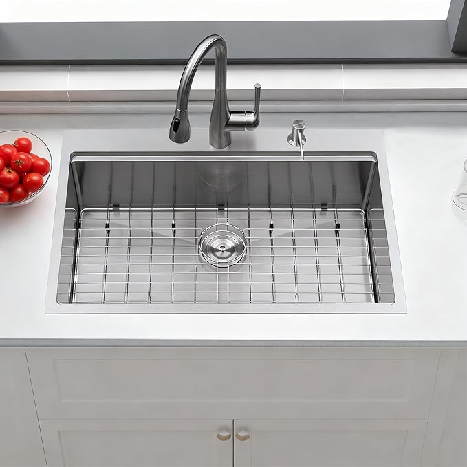 33x22 Drop in Kitchen Sink, 304 Stainless Steel Top Mount Workstation Sink, 16 Gauge Single Bowl Kitchen Sinks with Accessories for Kitchen Laundry Utility