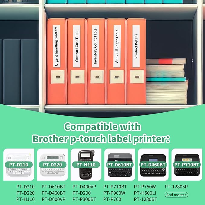 10Pack TZe-231 Compatible Brother Label Maker Tape TZe 12mm 0.47 Laminated White TZ Black on White Refills and Compatible with Brother P-Touch PT-D210 D220 H110 1000 1280 D400 Cube, 1/2" x 26.2'