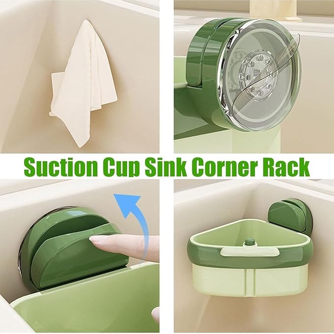 LLQ 2PACK Sink Strainer Basket,2025 New Upgraded Suction Cup Press Sink Drainer Basket,Automatic Dumping Sink Strainer Basket,Faucet Sponge Storage Rack (yelloe+yelloe)
