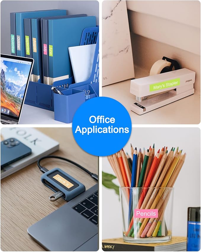 MarkDomain Compatible with Brother P Touch Label Tape TZe TZ 12mm 0.47 Multi Color Laminated Tape, for Ptouch PT D210 1230PC 1280 Label Maker, White on Green/Pink/Grey/Gold/Blue (5 Pack)