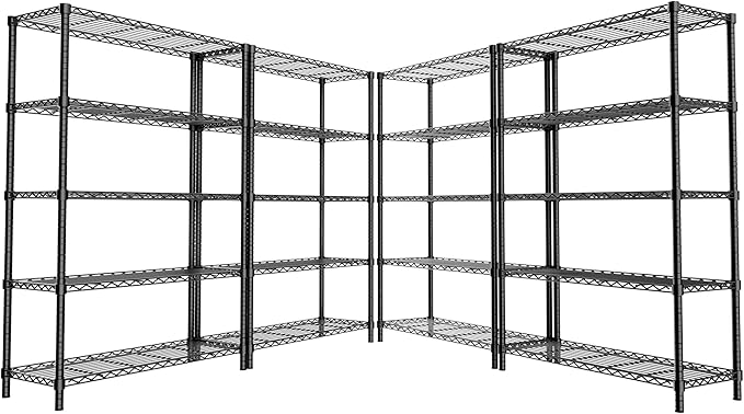 Storage Shelves Heavy Duty, 4 PCS 36" L x 14" W x 72" H Garage Wire Shelving Unit Loads 1750LBS, 5-Tier Adjustable Metal Industrial Utility Shelf Rack for Kitchen, Laundry Room, Warehouse, Basement