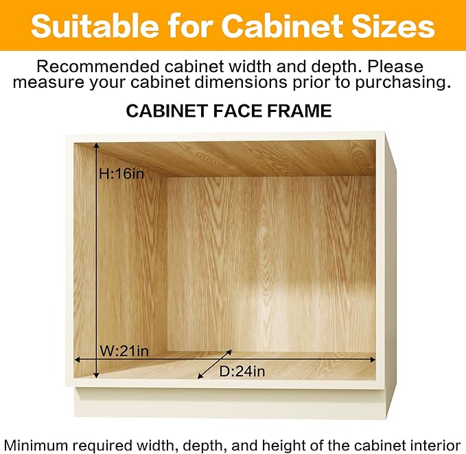 QUYUWU 2-Tier Kitchen Cabinet Pull Out Shelf and Drawer Organizer Slide Out Pantry Storaqe Basket in Multiple Sizes (19" W x 21" D)